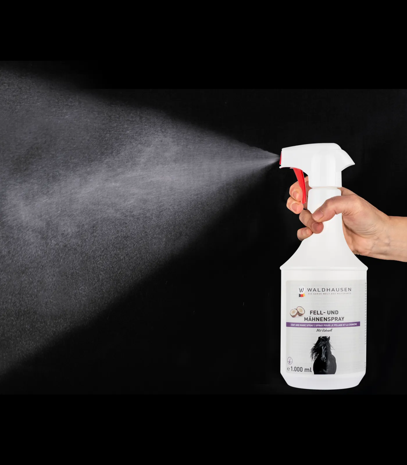 Waldhausen Fell, Mähne & Haut>Fell- und Mähnenspray mit Kokosöl, 1000 ml