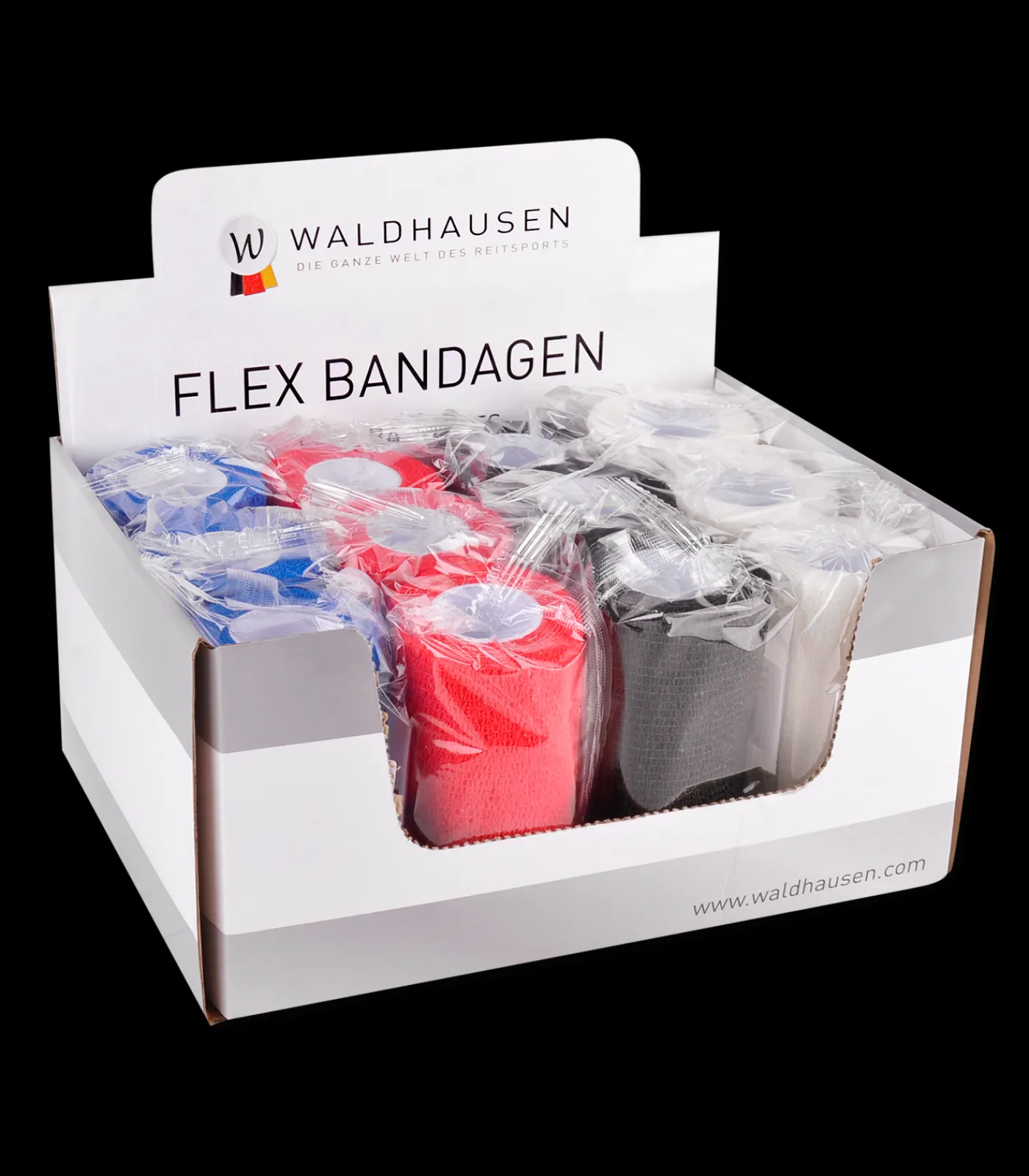 Waldhausen Stallapotheke|Bandagen & Bandagierunterlagen>Flex Bandagen-Set 12 Stck. inkl. Verkaufsdisplay